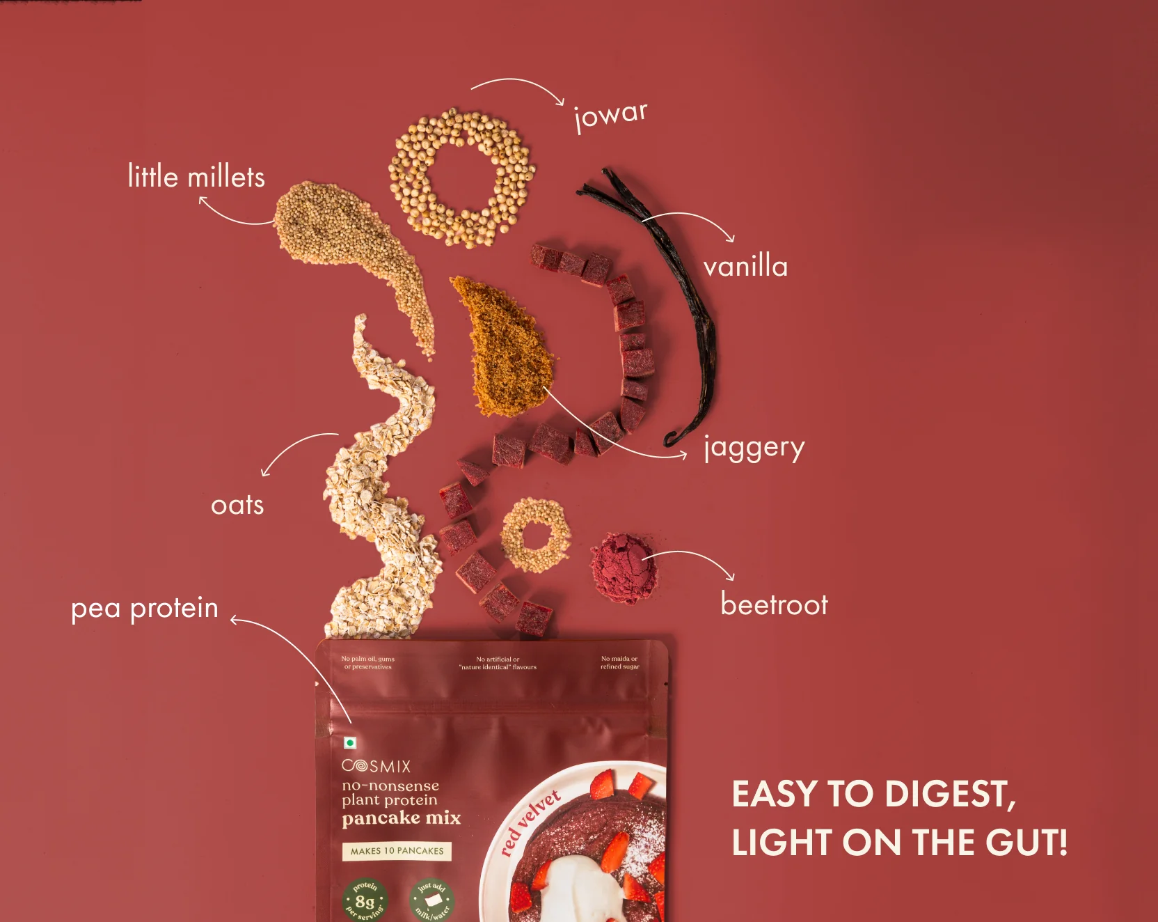 No-Nonsense Plant Protein Pancakes - Red Velvet - Image 3