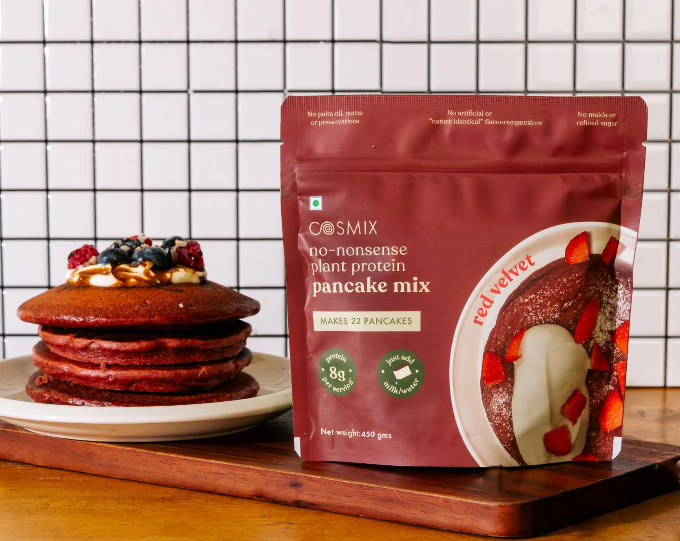 No-Nonsense Plant Protein Pancakes - Red Velvet - Image 6